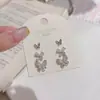 Brincos de borboleta em jade branco, luxo leve e sensação de alta qualidade, conjunto de três pares, moda de verão, pequenos, requintados, elegantes, brincos versáteis