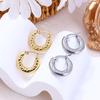 Pendientes de acero de titanio chapado en oro de 18 quilates de alta calidad con forma de C sólida europea y americana, aro de metal con hebilla de oreja circular del mismo estilo, ligeros de lujo.