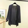 Cardigan curto de modal para mulheres, novo estilo de verão, leve, versátil, de manga comprida, proteção solar, com caimento justo, jaqueta casual