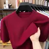 2026 Verano Nuevo Estilo Hombres de mediana edad Cuello redondo Moda Casual Color Sólido Camiseta Holgada Delgada Suéter Superior Camiseta