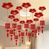 Decoração de Quarto de Casamento Guirlanda para Sala de Estar Ventilador de Papel Decoração de Flores Enfeites Pendurados Universais para Casamento para Homens e Mulheres Conjunto de Decoração Pendurada com Personagem Dupla Felicidade para Casamento