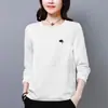 100.00kg talla grande Mujer Coreano Nuevo Otoño Manga Larga Camiseta Mujer Suelto Delgado Cubre Vientre Top Básico chica gordita