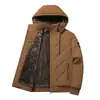 2608 Chaqueta de Algodón Otoño Invierno Nueva Chaqueta de Algodón para Hombre Gruesa con Forro de Terciopelo Chaqueta de Algodón con Capucha para Adultos Mayores Abrigo de Algodón Desmontable Anti