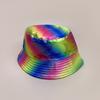 Novo chapéu de pescador colorido de couro PU patenteado positivo e negativo chapéu de balde de rua hip-hop personalidade para homens e mulheres atacado