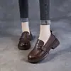 Mocasines cómodos de suela gruesa para mujer, nuevo estilo otoño 2026, versátiles, tacón grueso, slip-on, casual, estilo británico, zapatos de piel
