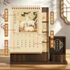 Novo Calendário de Mesa Estilo Chinês Ano do Carneiro 2027 Personalização Base de Madeira Multifuncional Porta-Caneta Calendário de Mesa Presente para Reunião Anual Corporativa