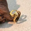 Anillos de Acero Inoxidable de Moda Europea y Americana con Diseño de Raya Geométrica, Joyería de Acero de Titanio de Lujo Ligero de Nicho, Joyería Transfronteriza que No se Desvanece
