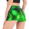 Shorts de cuero brillante para actuación en discotecas europeas y americanas, shorts con estampado dorado para pole dance, lencería sexy, 10 colores
