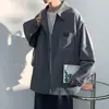 Camisa de Pana Vintage de Manga Larga para Hombre, Corte Holgado, Cuello de Solapa, Chaqueta de Trabajo, Versátil para Primavera y Otoño, Top Camisa Casual con Logo Bordado