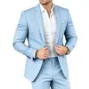 Comercio Exterior Traje Elegante para Hombre Conjunto Color Sólido Alto Nivel Temperamento Banquete Vestido de Noche Corte Ajustado Moda Pantalones de Traje Hombre
