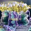 Cristal Natural Fluorita Borde Irregular Pilar Pilar de Cristal de Punta Única Artesanías de Cristal Adornos Decorativos Piedra Cruda Pulido Al Por Mayor