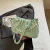 Bolsa Feminina Moda Outono e Inverno 2024 Bolsa de Corrente de Pérola Bolsa Plissada Bolsa de Axila Bolsa de Ombro Pequena de Fragrância High-End Fosca