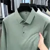 Camisa Polo masculina estilo minimalista, nova para o outono de 2026, com gola de lapela, adequada para jovens e meia-idade, casual de negócios, respirável, manga longa
