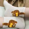 Calcetines de Pareja de Primavera y Verano, Lindos Calcetines Versátiles de Media Caña para Mujer, Calcetines para Todas las Estaciones, Gato de Dibujos Animados Dingdang Huevo Ins Estilo Japonés