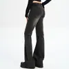 Pantalones Acampanados Negros y Grises No Ajustados para Mujer, Nuevo Estilo Otoño e Invierno 2025, Talla Petite, Jeans Acampanados Retro Americanos Color Gris Ahumado