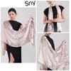 Bufanda elegante de seda Hangzhou con protección solar y letras para mujer, ideal para primavera y otoño, fina y larga, chal de satén de verano.