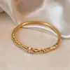 Pulsera con Hebilla Redonda de Bambú Chapada en Oro Real de 18 Quilates con Circonita, Pulsera de Lujo Ligero de Gama Alta, Joyería de Mano Simple Estilo Chino Nuevo