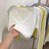 Gelo de seda malha Cardigan fino mulheres verão protetor solar blusa casaco 2024 novo V-Neck exterior curto top camisa pequena