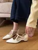 Zapatos Mary Jane de punta estilo francés Chuyuji para mujer, primavera/verano, con correa, corte lateral, boca poco profunda, suela blanda, versátiles y elegantes