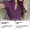 Top Deportivo Corto Zeriluna de Cintura Alta Elástica Ceñidor de Cintura Ajustado de Secado Rápido Fabricante de Fitness Venta al por Mayor Camisa POLO