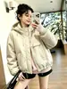 Chaqueta Abrigo de Algodón con Capucha de Doble Cremallera Estilo Coreano para Mujer 2026 Invierno Nuevo Adelgazante Versátil Rejuvenecedor Ropa Ligera de Algodón