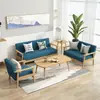 Sofá de Tecido, Conjunto de Mesa de Centro para Sala de Estar, Três Lugares, Apartamento Pequeno, Quarto, Escritório, Sofá Duplo Simples de Madeira Maciça