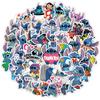 50 pegatinas de dibujos animados lindos de puntada puntada puntada azul papelería pegatinas para patineta equipaje venta al por mayor