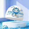 Touca de Silicone para Natação Infantil, Proteção para Ouvidos, Impermeável, Não Apertada, Silicone para Cabelo Longo Confortável, Touca Cartoon para Meninas e Meninos, Touca Cartoon Profissional para Bebês