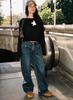 Pantalones rectos holgados estilo callejero retro europeo y americano transfronterizo 2025 casuales lavados con botones jeans largos ropa de mujer