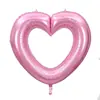 Globo de papel de aluminio nuevo modelo transfronterizo de 40 pulgadas con forma de corazón hueco para el Festival Qixi, Día de San Valentín, decoración y arreglo de bodas
