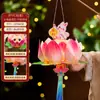 Festival de Mediados de Otoño Dibujo Animado Linterna de Loto Niños Hecho a Mano Paquete de Materiales DIY Bolso Estilo Antiguo Conejo Luminoso Linterna de Loto