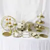 Ornamentos de Mesa de Sobremesa para Bodas de Ouro Suporte de Exibição Decoração de Aniversário Bandeja de Bolo e Confeitaria Suporte de Mesa para Exibição de Refeições Frias e Lanche