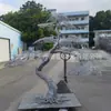 Escultura de Pino de Bienvenida Tejida con Alambre de Acero Inoxidable Personalizada, Instalación de Arte Metálico Estilo Chino, Decoración de Piso para Sala de Estar