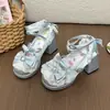 Saltos Altos Laço Doce Fofo Mary it Lolita Bico Redondo Sapatos Laceaol Menina Llo Sapatos Bufante