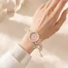 Relógio pulseira de borboleta doce e fofo para meninas, relógio de pulso trançado DIY de alta estética, adequado para exames no ensino fundamental e médio