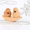Adornos de madera de patito para pareja, decoración de escritorio para recepción de hotel, artesanías de madera maciza de patito amarillo.