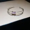 Pulseira Redonda de Aço Titânio Totalmente Cravejada em Diamante Estilo Francês, Pulseira Simples e Fashion de Luxo Leve, Senso de Design, Joia Versátil e Única para Públicos de Nicho