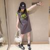 Camiseta sem Mangas Saia para Meninas Estilo Coreano Moda Tops para Meninas Verão Meninas Soltas Casuais Finas Saia de Verão
