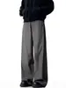 Temporada de Primavera Cinza Peso Pesado Cleanfit Bainha Curva Calça de Moletom Unissex Marca Tendência Caimento Solto Versátil Perna Larga Casual Calça Longa