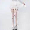 Medias de Rayas Patchwork Blancas Estilo Primavera/Verano Falsas Hasta la Rodilla, Estilo Pura Tentación, Leggings Versátiles Estilo Ballet Simple