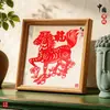 Obra de Arte de Papel Recortado Terminada Marco de Madera Decorativo Estilo Chino Regalo para Actividades en el Extranjero Marco de Foto Cuadrado con Marco de Papel Recortado Adorno
