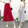 Em Estoque Primavera/Verão 2026 e Outono Novas Calças Pantalona de Algodão Linho Chiffon Estilo Coreano Calças Saia Pantalona Cintura Alta Comprimento Três Quartos Nove Quartos