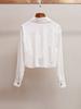 Shenzhen Nanyou Roupas Femininas de Alta Qualidade Outono Nova Moda Design Simples Elegante Estilo Francês Gola Polo Camisa Branca