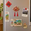 Coroa de Fênix Festiva Personalizada Estilo Chinês Nuvem no Ombro Brocado Cultural e Criativo Ímã de Geladeira de Madeira Lembrança Tendência Nacional Decoração de Casamento Ímã