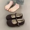 Zapatos Mary Jane franceses grises de alta gama, zapatos peludos para otoño e invierno, con forro adicional para abrigar, zapatos de algodón, zapatos de vestir, zapatos para conducir