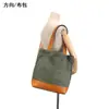 Bolsa de Ombro Original em Lona com Couro Genuíno, Nova Bolsa de Mão Feminina Estilo Verão Coreano, Bolsa Tote de Grande Capacidade