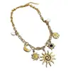 Collar Colgante de Sol y Luna Transfronterizo Europeo y Americano Moda Lujo Ligero Gama Alta Accesorios de Estrella de Mar Perla Cadena Cadena Clavicular