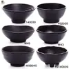 A5 Melamina Negra Mate Plato para Sazonar Salsera Tazón de Arroz Pequeño Tazón de Sopa Estilo Cerámica Japonesa Plástico