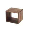 Gabinete de Celosía de Madera Maciza de Combinación Libre Nogal Negro Esquina Redondeada Librero Mesa Lateral Minimalista Moderna Sala de Estar Mesa de Noche Dormitorio