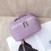 Bolsa de cosméticos de couro de vaca de camada superior, estilo simples, grande capacidade, bolsa de higiene transfronteiriça, bolsa de armazenamento portátil de couro genuíno da moda 8085